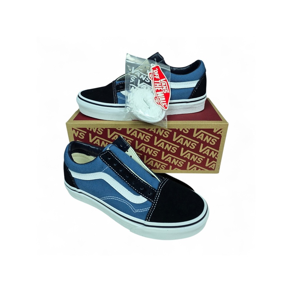 Vans Old Skool Navy Black White Sneakers VN000D3HNVY Womens Size 5/ Boys 3.5 NEW